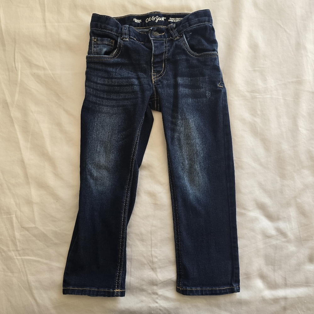 Cat & Jack Toddler 4T Dark Wash Snap Button Striaght Jeans